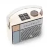 bG9jYWw6Ly9tZWRpYS8xSy9KRC82MFIzMEMxSjY0V0tKRDFLLzg5Yzg4ZjY5LmpwZw.webp Retro cream portable speaker with control buttons, silver knob, and cross-patterned front grille.