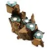 Boho Homeware with distinct Boho Chic A handcrafted wooden and glass candle holder with tealight candles on driftwood base and melted glass bowls.