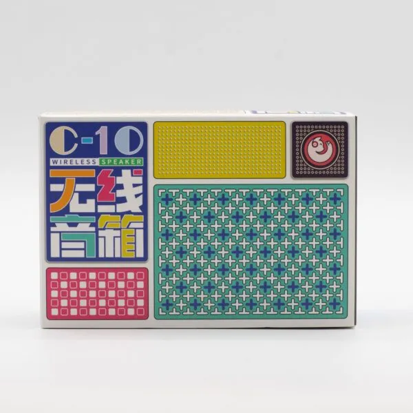C-10 Wireless Speaker Box - Colourful Geometric Modern Design Colourful geometric packaging box for C-10 wireless speaker with modern bilingual design.