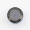 A small circular blue and black mini Bluetooth speaker with control buttons on a white background.
