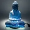 Buddha Statue Lamp Translucent Blue Resin - Inner Glow Meditation Wellness Home Trends - Translucent blue Buddha statue lamp glowing softly in a seated meditation pose.