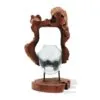 Wood And Glass Sculpture - Natural Brown Base With Molten Form A handcrafted wooden and glass sculpture combining natural wood textures with a clear molten glass vessel.