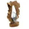 Rustic Wooden Base Clear Blown Glass Vase - Natural Fusion Design A handcrafted wooden base with a clear blown glass vessel artistically fused into its natural form.