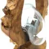 Hand-Blown Glass Bowl Driftwood Base - Rustic Organic Design Hand-blown glass bowl fused to natural driftwood base, creating rustic organic home décor piece.