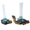 bG9jYWw6Ly9tZWRpYS9TUy84Qy82MFIzMEMxRzZNU0s4Q1NTL2FjNjYyMWY4LmpwZWc.webp Two handcrafted glass and driftwood decorative vases with clear bluish-green glass fused to natural wood.