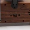 Bluetooth Speaker Wooden Back Panel Brown - USB And Audio Ports Close-up of brown wooden Bluetooth speaker back with USB, microSD, and audio ports.