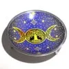 Triple Leg  Enamelled Offering Plate - Purple Triple Moon