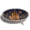 Triple Leg Enamelled Offering Plate - Hamsa Midnight Blue