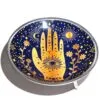 Triple Leg Enamelled Offering Plate - Hamsa Midnight Blue