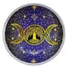 Triple Leg  Enamelled Offering Plate - Purple Triple Moon
