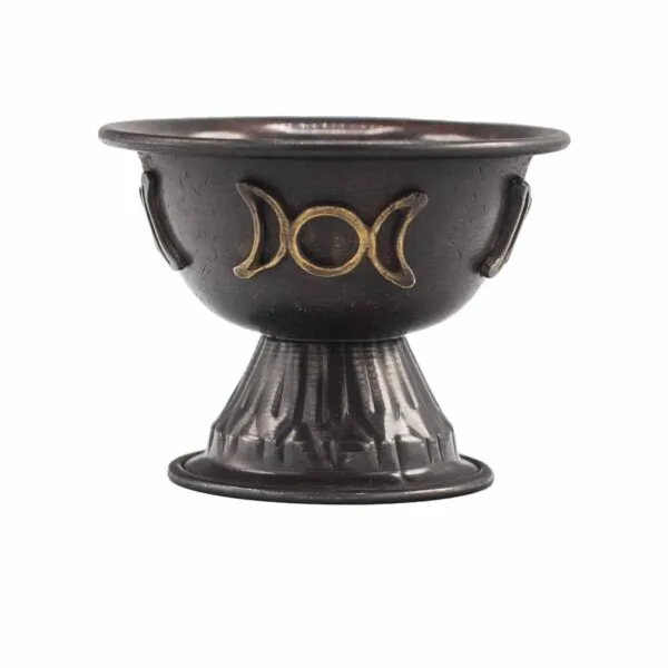bG9jYWw6Ly9tZWRpYS9IUS9FRC82MFIzMEMxRzZSV0tFREhRLzA0MTllYjI4LmpwZWc.webp Antique Copper Ritual Chalice Triple Moon 10x8cm