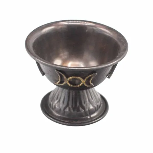 bG9jYWw6Ly9tZWRpYS9IUi9FRC82MFIzMEMxRzZSV0tFREhSL2UwZDZiZWQxLmpwZWc.webp Antique Copper Ritual Chalice Triple Moon 10x8cm