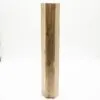 A hexagonal natural wood block with visible grain and knots on a white background.