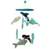 Handmade Felt Mobile - Dolphins and Sealife. Handmade soft felt ocean baby mobile with hanging sea creatures in blue and teal.