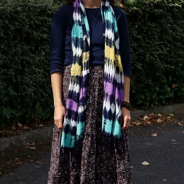 Boho Java Art Stole/Scarf - Multi Stripes - 62x200cm