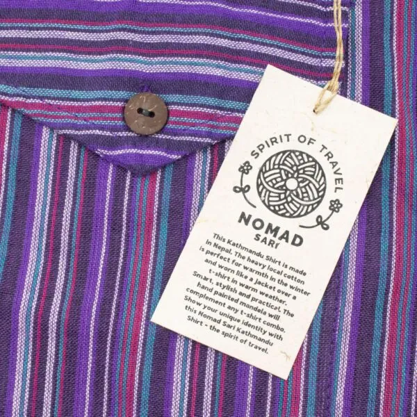 Nomad Sari Grandad Shirt - Black Purple - Large