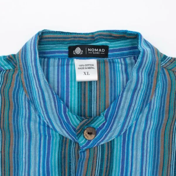 bG9jYWw6Ly9tZWRpYS85SC9HRC82MFIzMEMxSjY4VzNHRDlIL2FlZWYzNzg3LmpwZw.webp Nomad Sari Grandad Shirt - Turquoise - XL