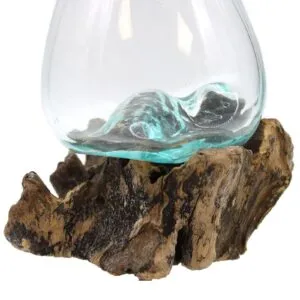 bG9jYWw6Ly9tZWRpYS85Sy82Qy82MFIzMEMxRzZSVDM2QzlLL2ZiYzdkNzU1LmpwZWc.webp Molten Glass on Wood with Stand - Medium Bowl