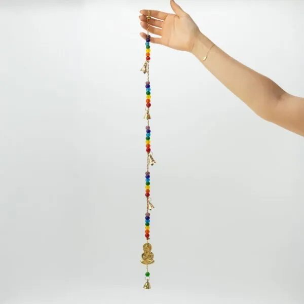 Indian Chimes - Brass Buddha with Chakra Beads String Bells 53cm