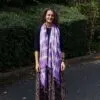 Boho Java Art Stole/Scarf - Lavender Stripes and Motiff - 62x200cm