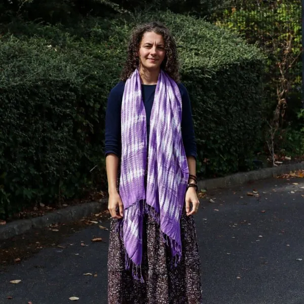 Boho Java Art Stole/Scarf - Lavender Stripes and Motiff - 62x200cm