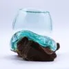 Molten Glass Mini Goldfish Bowl on Wood 20cm