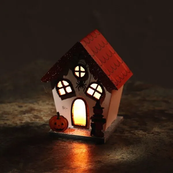 Spooky Spider Pumpkin House Halloween LED Decoration