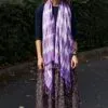 Boho Java Art Stole/Scarf - Lavender Stripes and Motiff - 62x200cm