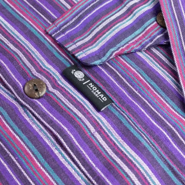 Nomad Sari Grandad Shirt - Black Purple - Large