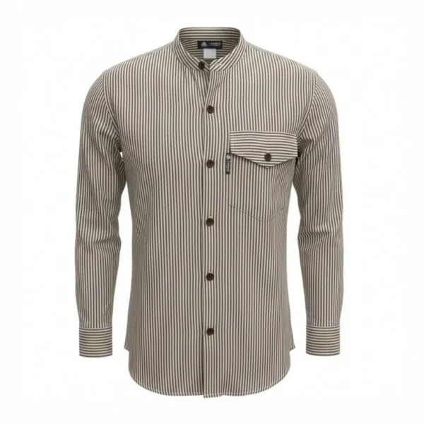 Nomad Sari Grandad Shirt - Grey Stone - Large