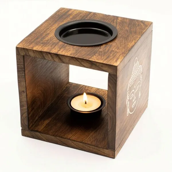 bG9jYWw6Ly9tZWRpYS85TS9HRC82MFIzMEMxSjY0VjNHRDlNLzhhYTc1MGJmLmpwZw.webp Large Square Mango Wood Oil Burner- Buddha Face
