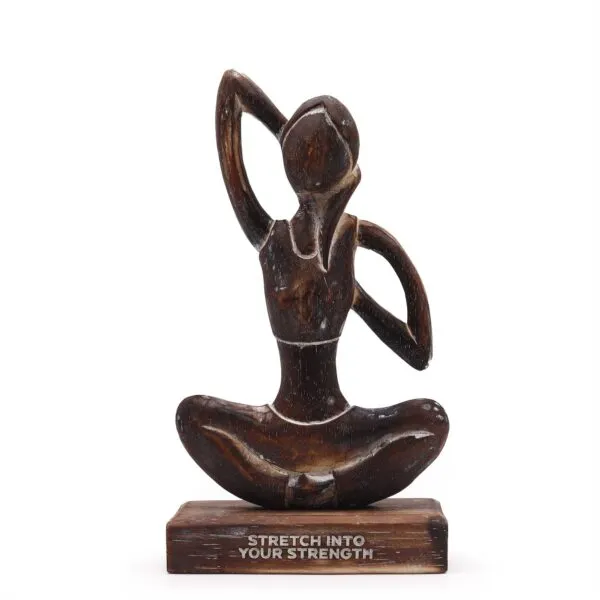 bG9jYWw6Ly9tZWRpYS85Ti82RS82MFIzMEMxRzZXVDM2RTlOLzhiMTJiYTMxLmpwZWc.webp Wooden Yoga Lady - Antique - Cow Face Pose - "Stretch into Your Strength"