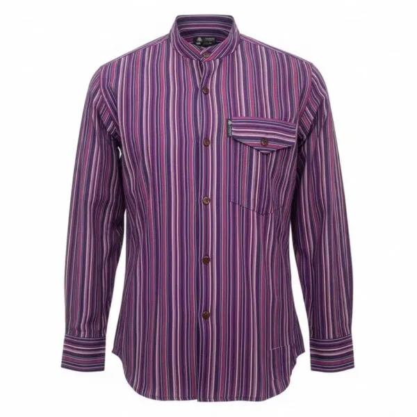 Nomad Sari Grandad Shirt - Black Purple - XL