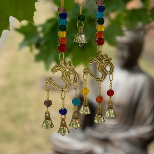 Indian Chimes - Brass Om with Chakra Beads - 7 Bells