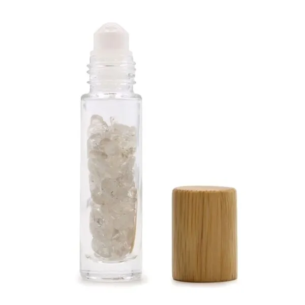 bG9jYWw6Ly9tZWRpYS8xRy9DRS82MFIzMEMxRzZSVktDRTFHL2NlYzNhZTE4LmpwZWc.webp Gemstone Essential Oil Roller Bottle - Rock Quartz - Wooden Cap