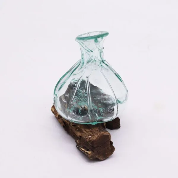 Molten Glass Fancy Mini Decanter on Wood 24cm