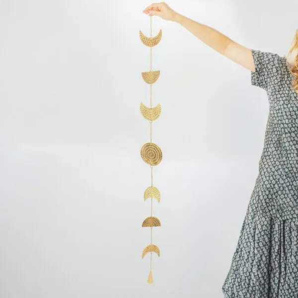 Indian Chimes - Brass Moon Phases Drop with Bell 25cm