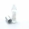 Gemstone Essential Oil Roller Bottle - Rock Quartz  - Silver Cap