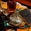 Molten Glass Fancy Mini Decanter on Wood 24cm
