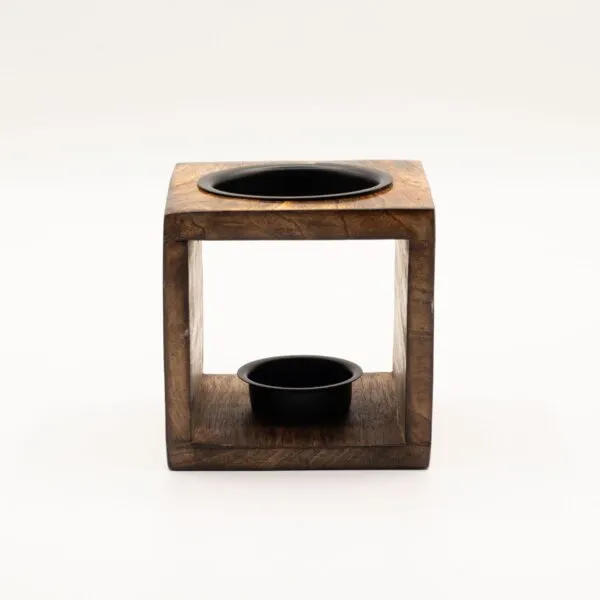 bG9jYWw6Ly9tZWRpYS8xSC9HRC82MFIzMEMxSjY0VjNHRDFILzYzMTE4YTZmLmpwZw.webp Square Mango Wood Oil Burner - Hamsa