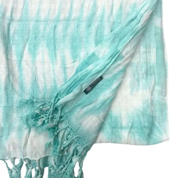 Boho Java Art Stole/Scarf - Teal Stripes and Motiff - 62x200cm