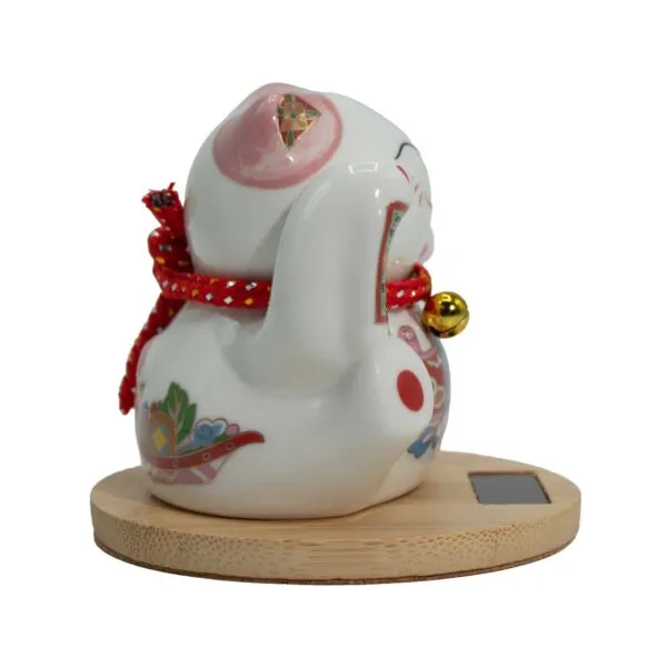 Solar Money Cat Wooden Base  - Pink moving Hand