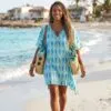 Nomad Sari On the Med Collection - Kaftan - Turquoise and Blue Bold Fish Print