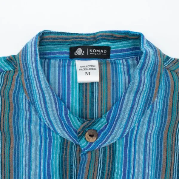 Nomad Sari Grandad Shirt - Turquoise - Large