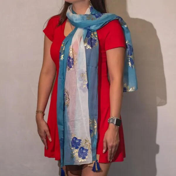 Nomad Sari Aqua Fish Scarf – Sea Blue (180x50cm)