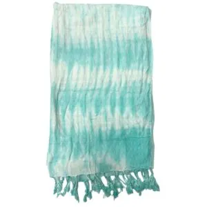 Boho Java Art Stole/Scarf - Teal Stripes and Motiff - 62x200cm