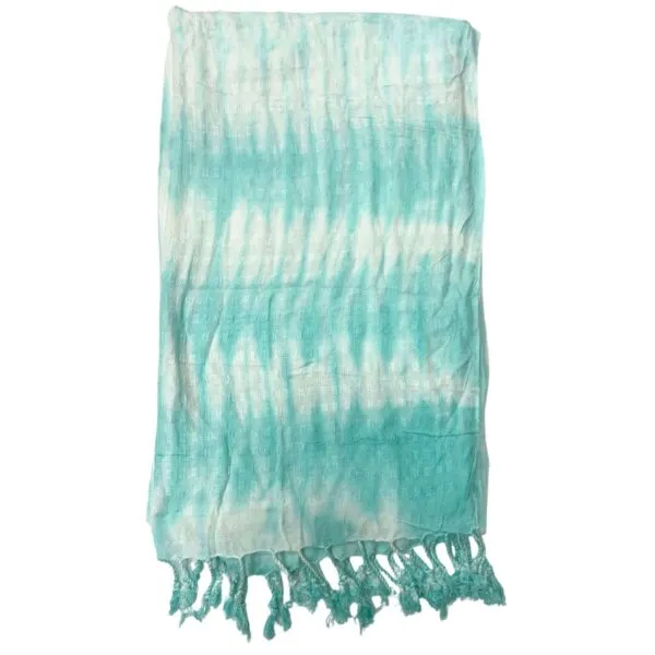 Boho Java Art Stole/Scarf - Teal Stripes and Motiff - 62x200cm