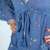 Nomad Sari Sea Blue and Gold Fish Print Dress (M/L)