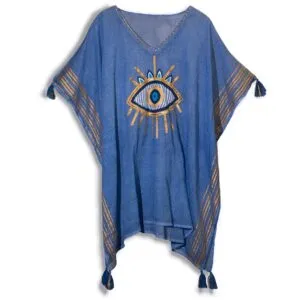 bG9jYWw6Ly9tZWRpYS8xTS9FRS82MFIzMEMxSDc0UzNFRTFNL2M1MmY5NDg2LmpwZWc.webp Nomad Sari Kaftan – Rich Blue and Gold Evil Eye Print