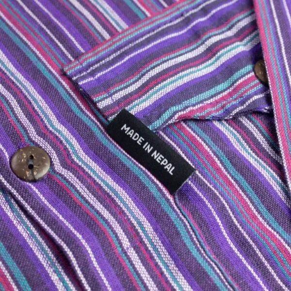 Nomad Sari Grandad Shirt - Black Purple - XL
